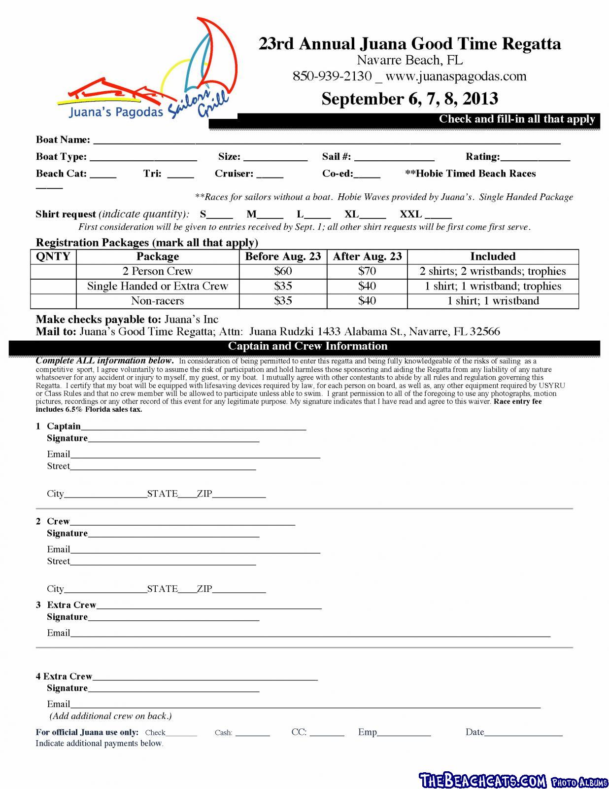 Regatta Entry Form 2013