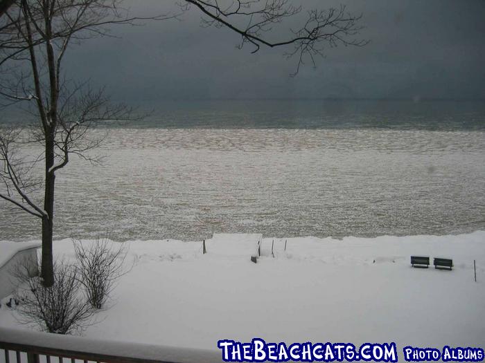 My draw bridge style ramp in the snow in Jan. 2002 Lake Ontario.  No sailing for a few monthes yet.