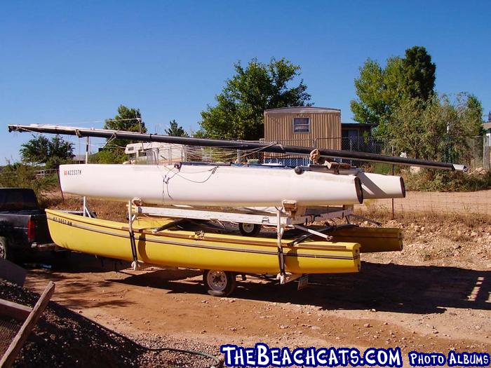 There -  Top Boat in place - bottom boat slid back to balance Road Trailer