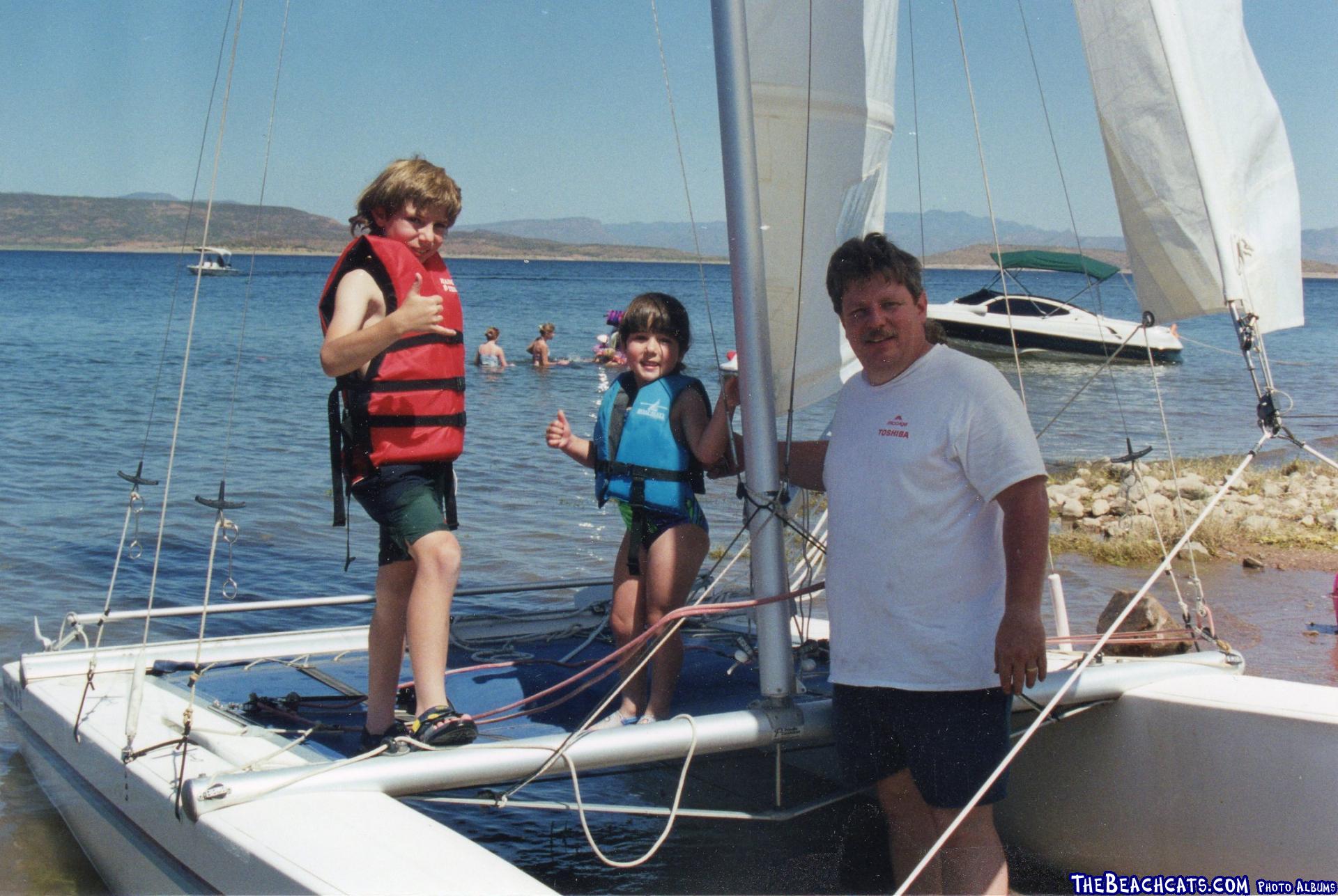 Kids on the P 18-2 catamaran