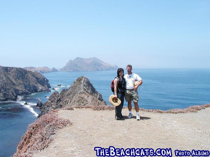 Anacapa Island.  Look closely to see Eastern Santa Cruz Island just over my head