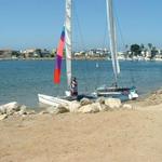 New beach ramp and small beach at high tide