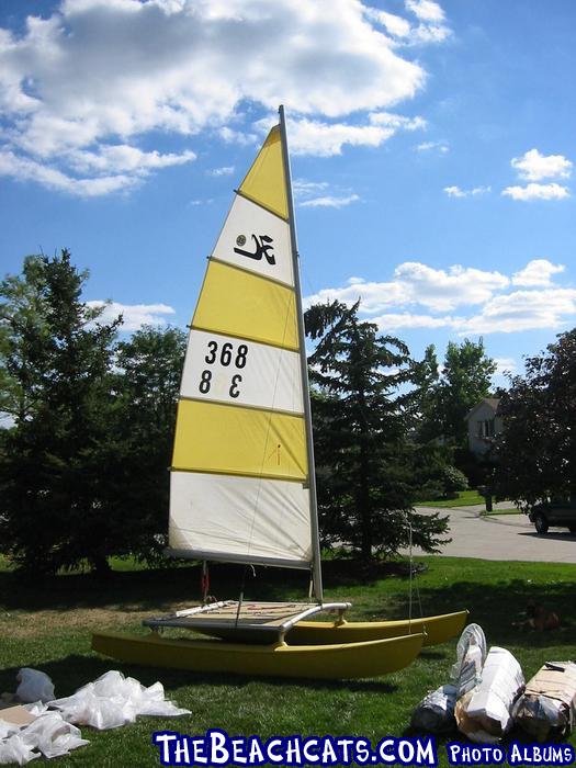 A Hobie 3.5 fresh off the freight packaging