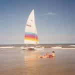 Couple on Jacksonville Beach with Hobie 16