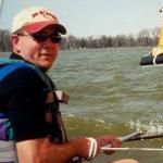 First sail. Notice reefed main.  I didn't realize at the time that the knot had come off the upper becket and wedged in the lowe