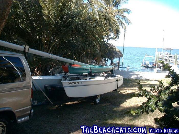 After 21 hours on the road, we're ready to step the mast in Key Largo.
