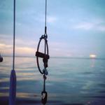 Calm water at sunset, returning from Nest Key