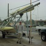 Boat waiting to get the trailer reciever welded.