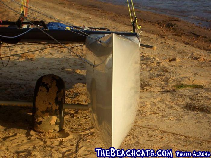 Wave piercing hulls.  You can also see the water shearing design near the beam.