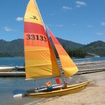 My Hobie 14 (It's like a "Baby 16" because of the battened jib).