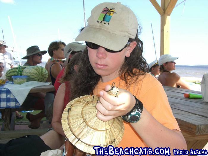 Emily Vaughan checking out her trophy