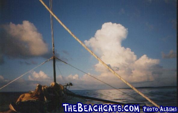 Stars and Stripes out in the Gulf. Looking at a storm cell developing over Sanibel Island, FL.