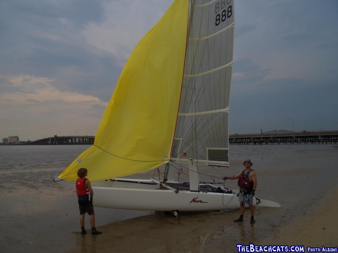 Ken Altman and crew with his new spinnaker setup