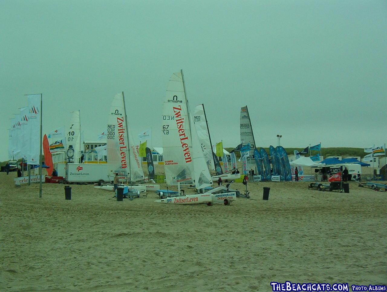 Title sponsor boats in front of the pitlane.