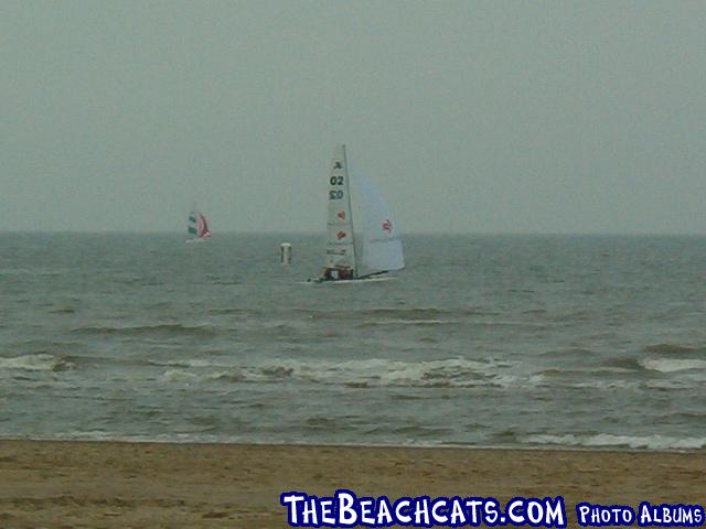 Mitch Booth was the first to pass the finish line of the Pro-Am on a brand new Hobie Tiger.