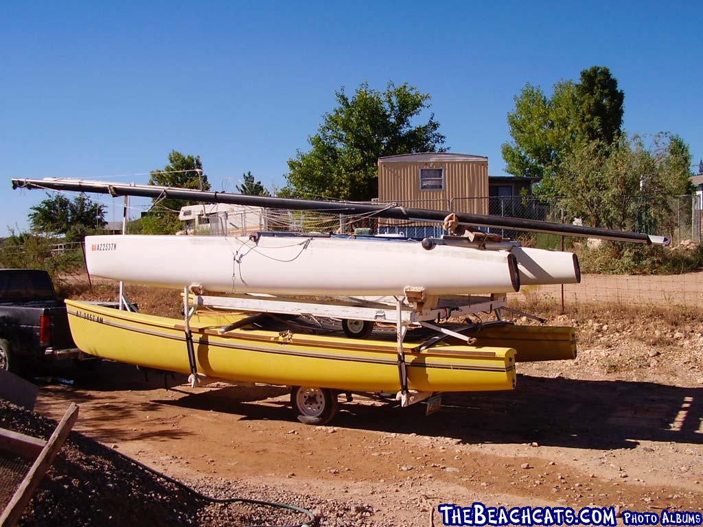 There -  Top Boat in place - bottom boat slid back to balance Road Trailer