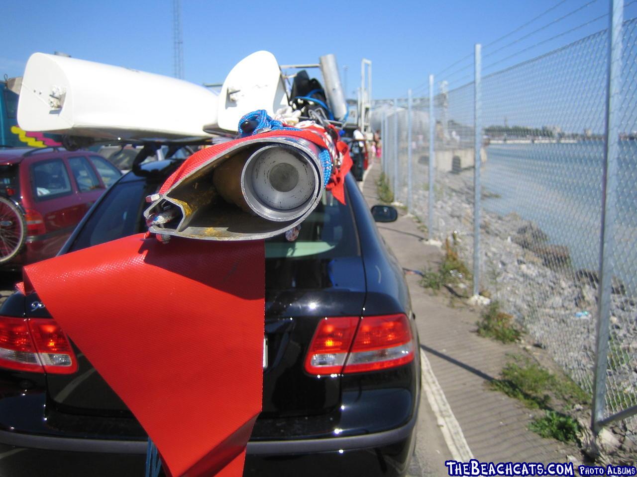 Packed on the top of a Saab, ready to go on the Ferry to Gotland.