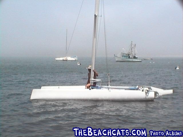 pic062-Checking for trim with 85kg sitting on front beam.