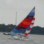 Paul flying Hobie 16, passing