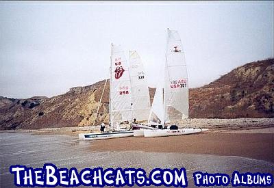 Left to Right
Buzz's Nacra 5.8 "Eliminator"
Gary's Mystere 6.0 "Whisk" (in the distance, behind Eliminator