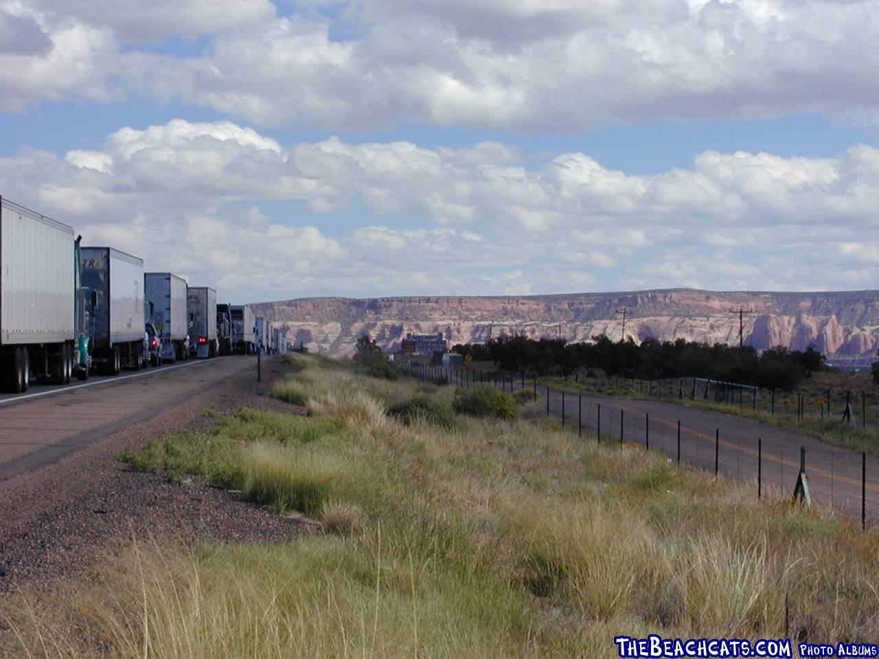 Looking forward in the traffic...we were here for a few hours.