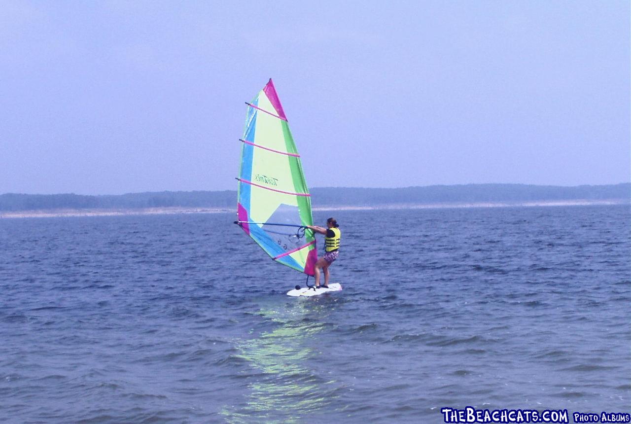 Yoncha windsurfing on Mark Twain Lake