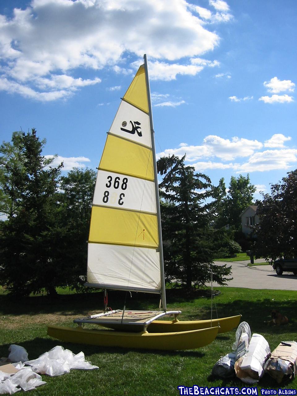 A Hobie 3.5 fresh off the freight packaging