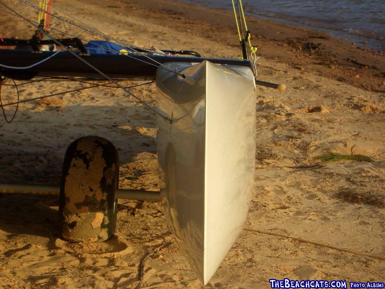 Wave piercing hulls.  You can also see the water shearing design near the beam.