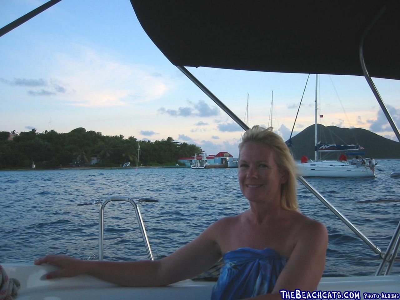 katherine chillin on deck at Marina Cay