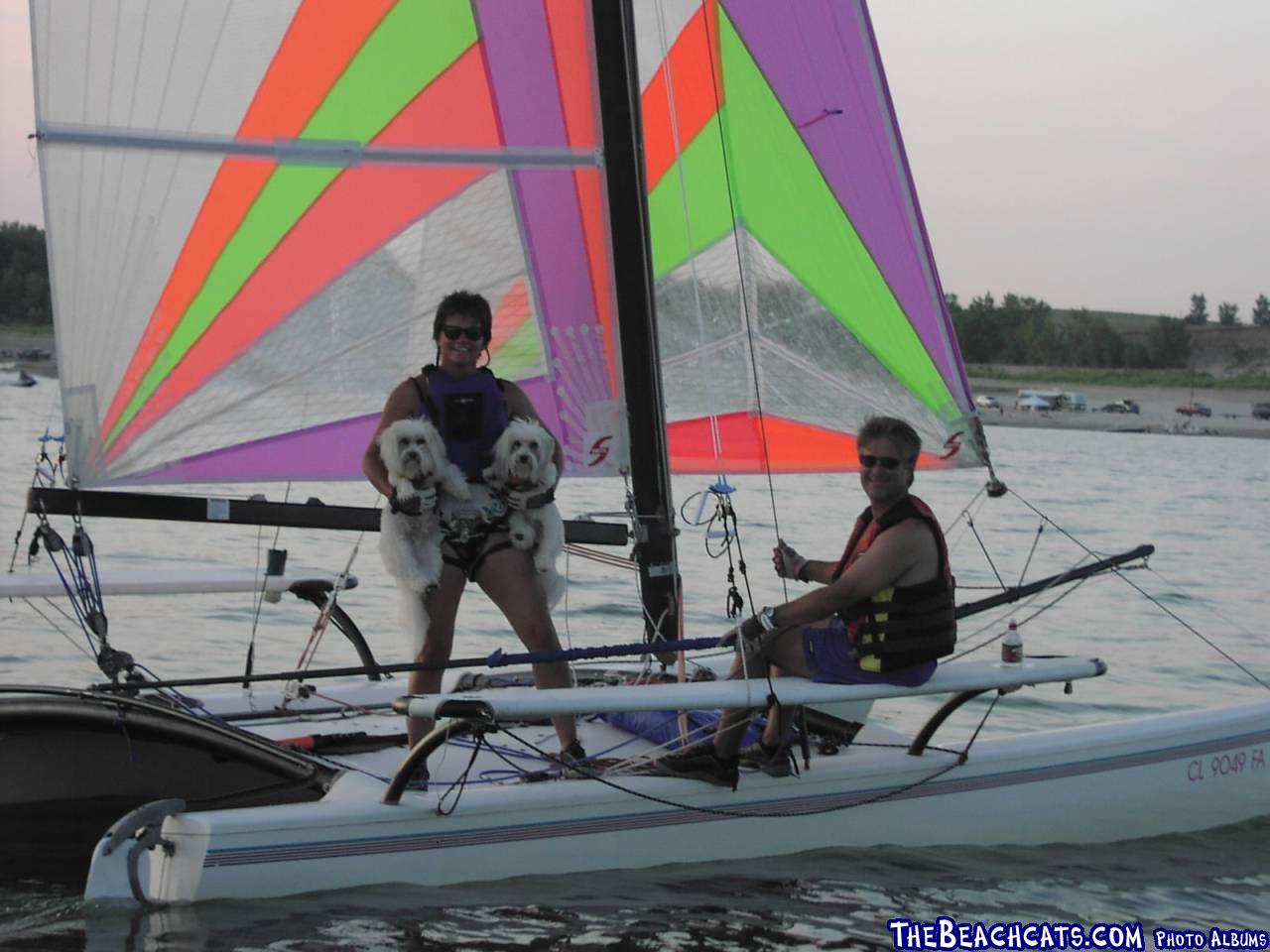 Sunset sailing with the pups.