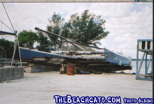 Stars & Stripes in drydock 10/03. A year long re-fit almost complete after 5 years in storage.