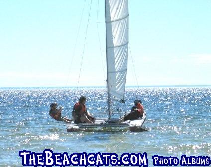 Jeff, Milly & Eoin on the wire. I know the sail's not trimmed