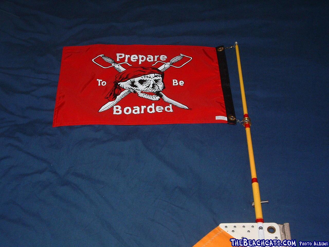 You just have to have a Pirate flag (mounts to the top of the sail headboard)