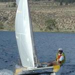 Bob Richards aka Soapy, working the light winds on day one.