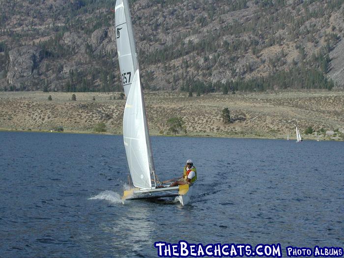 Bob Richards aka Soapy, working the light winds on day one.