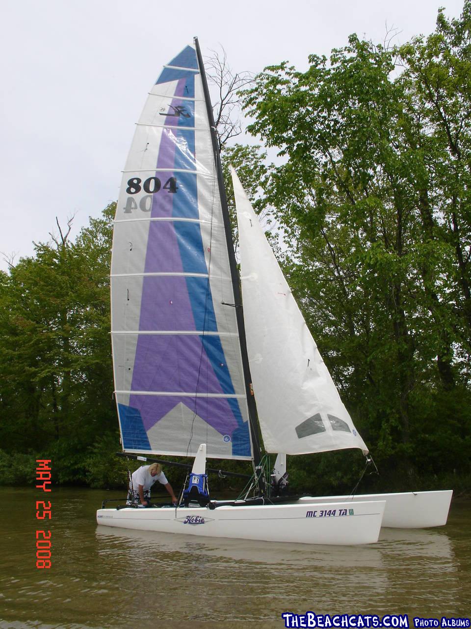 Hobie 20 maiden voyage, Gun Lake, Killer Dana sail pattern