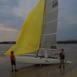 Ken Altman and crew with his new spinnaker setup