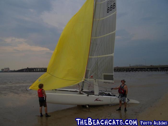 Ken Altman and crew with his new spinnaker setup