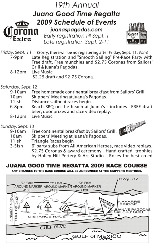 2009 Juana Good Time Regatta Schedule