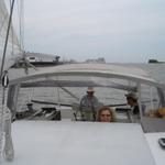  owner George and Cynthia Ramseur and Jay at the helm