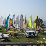 Everyone getting boats ready for the start of the first race.