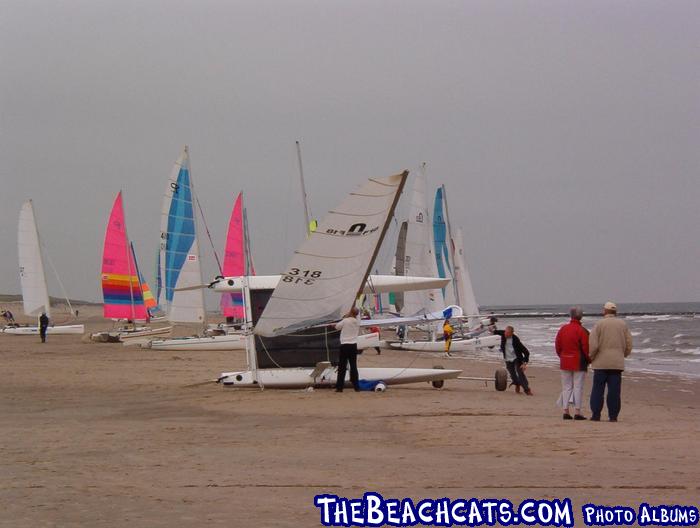 A Nacra flying a hull.