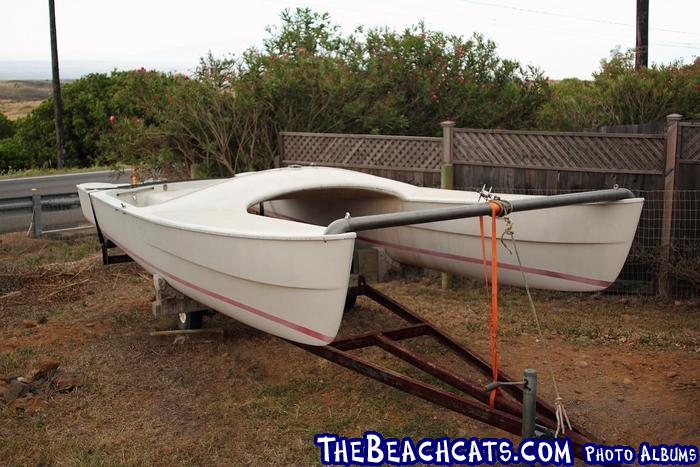 Pacific Catamaran on Rusty Trailer